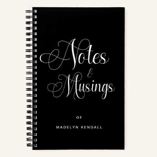 Elegante Script Calligrafy Personalisiert Black Notizbuch (Vorderseite)