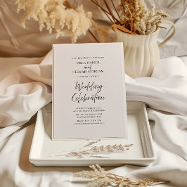 Elegante Script Calligraphy Minimal White Wedding Einladung