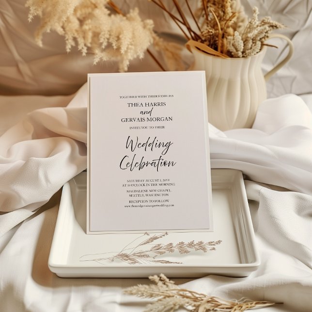 Elegante Script Calligraphy Minimal White Wedding Einladung (Von Creator hochgeladen)
