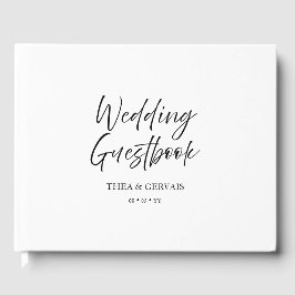 Elegante Script Calligraphy Minimal White Wedding Gästebuch
