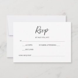 Elegante Script Calligraphy Minimal White Wedding RSVP Karte