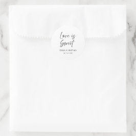 Elegante Script Calligraphy Minimal White Wedding Runder Aufkleber
