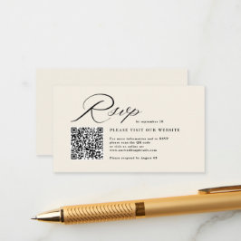 Elegante Script Calligraphy & QR Code Wedding RSVP Begleitkarte