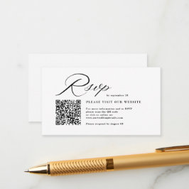 Elegante Script Calligraphy & QR Code Wedding RSVP Begleitkarte