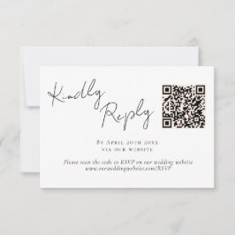 Elegante Script Calligraphy QR Code Wedding RSVP Karte