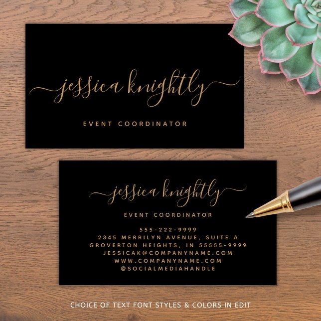 Elegante Script Calligraphy Swash Minimalistisch B Visitenkarte (Von Creator hochgeladen)