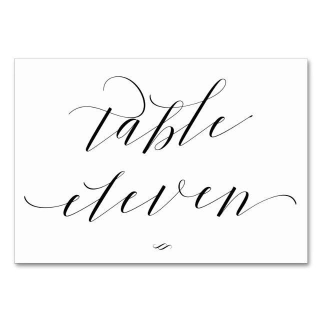 Elegante Script Calligraphy Table Eleven Empfang Tischnummer (Vorderseite)