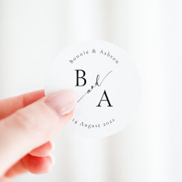 Elegante Script Calligraphy Wedding Fvor Classic Runder Aufkleber