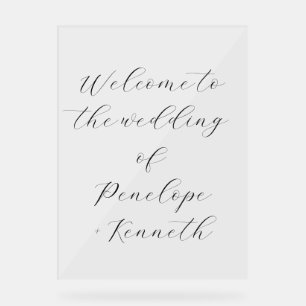 Elegante Script Calligraphy White Wedding Custom Acrylschild