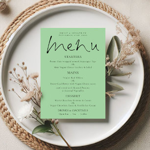 Elegante Script Celadon Green Wedding Menu Card Einladung