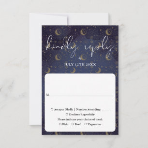 Elegante Script Celestial Mystical Wedding RSVP Karte