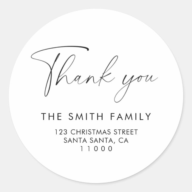 Elegante Script Christmas Danke Runder Aufkleber (Vorderseite)