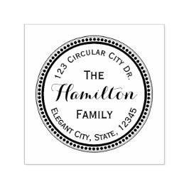 Elegante Script Circle Dot Round-Address-Briefmark Permastempel