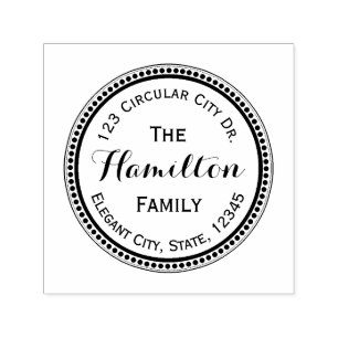 Elegante Script Circle Dot Round-Address-Briefmark Permastempel