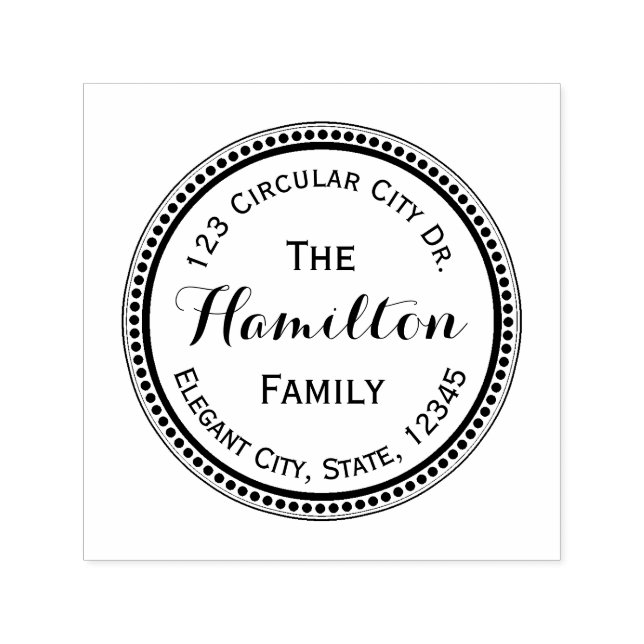 Elegante Script Circle Dot Round-Address-Briefmark Permastempel (Design)
