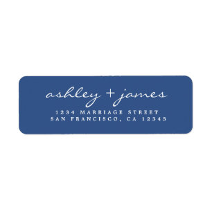 Elegante Script Classic Blue Wedding Rücksendeadre