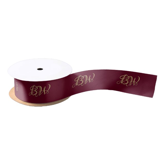 Elegante Script Couples Monogram Wedding Ribbon Satinband (Spule)