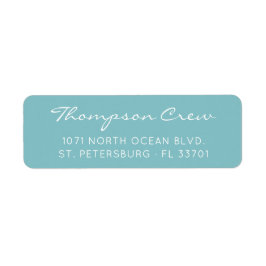 Elegante Script-Crew Name Aqua Blue Rücksendeadres