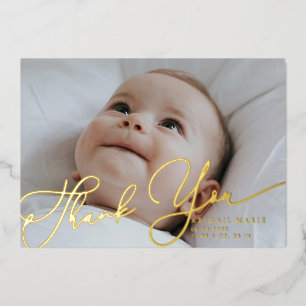Elegante Script Danke Baby Ankündigung