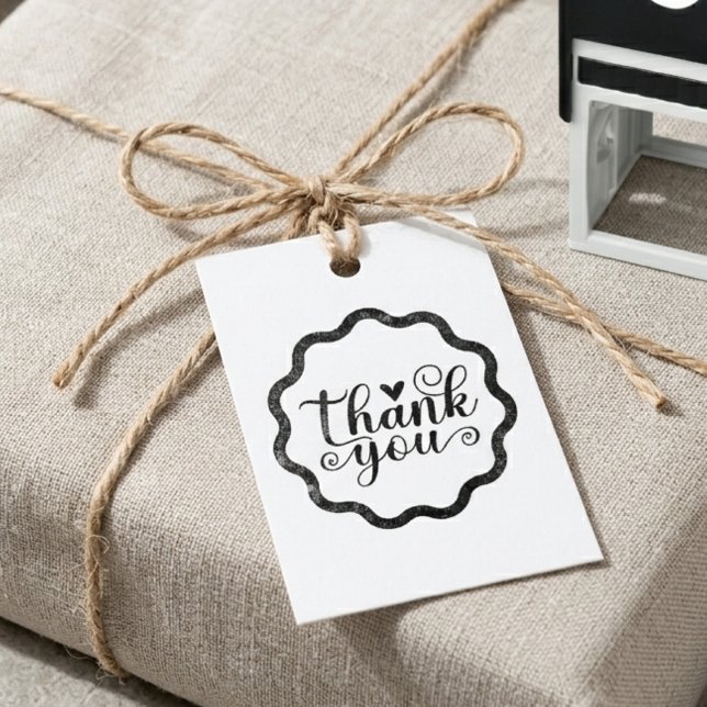 Elegante Script Danke Sie Geschwungener Rand Permastempel (thank you script stylish self inking)
