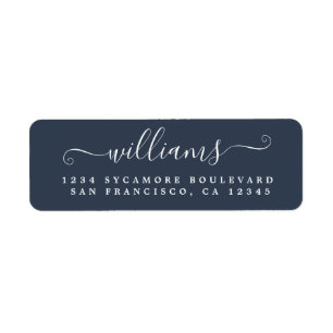 Elegante Script Dark Blue Family Rücksendeadresse