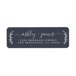 Elegante Script Dark Blue Wedding Rücksendeadresse