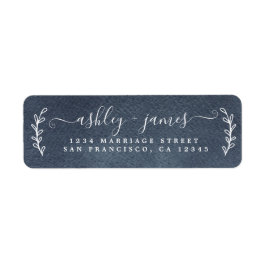 Elegante Script Dark Blue Wedding Rücksendeadresse