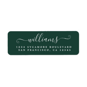 Elegante Script Dark Green Family Rücksendeadresse