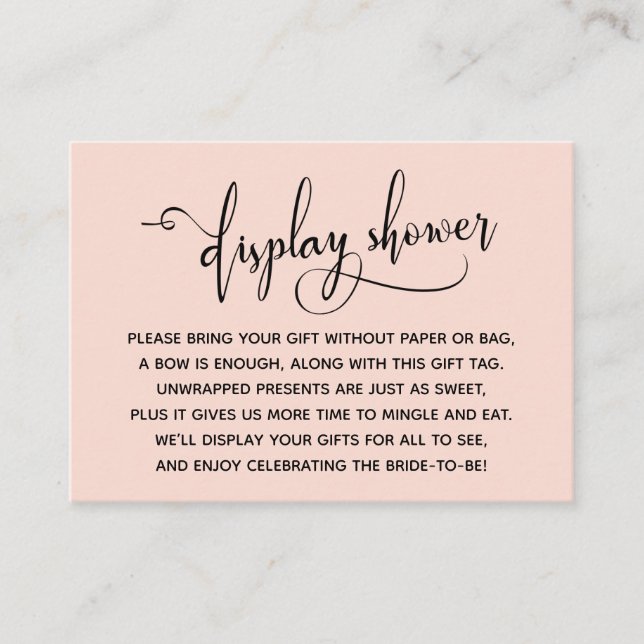 Elegante Script Display Brautparty Blush Tag Begleitkarte (Vorderseite)