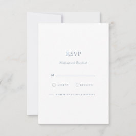 Elegante Script Dusty Blue & White RSVP Card Karte