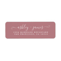 Elegante Script Dusty Rose Wedding Rücksendeadress