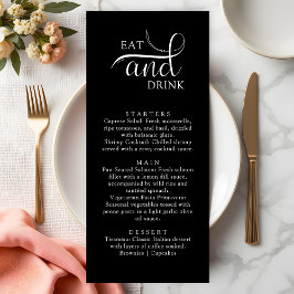 Elegante Script-Eat und Drink Wedding Menu Cards Menükarte