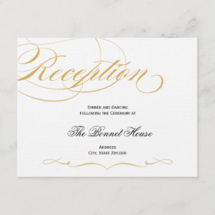 Elegante Script Empfang Card - Gold & Black Begleitkarte