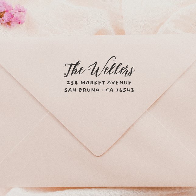 Elegante Script-Familienname und Typografie-Adress Gummistempel (Rubber STamp Mock-up)