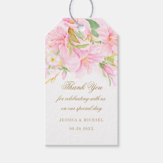 Elegante Script Floral Monogram Wedding Vielen Dan Geschenkanhänger (Vorderseite)