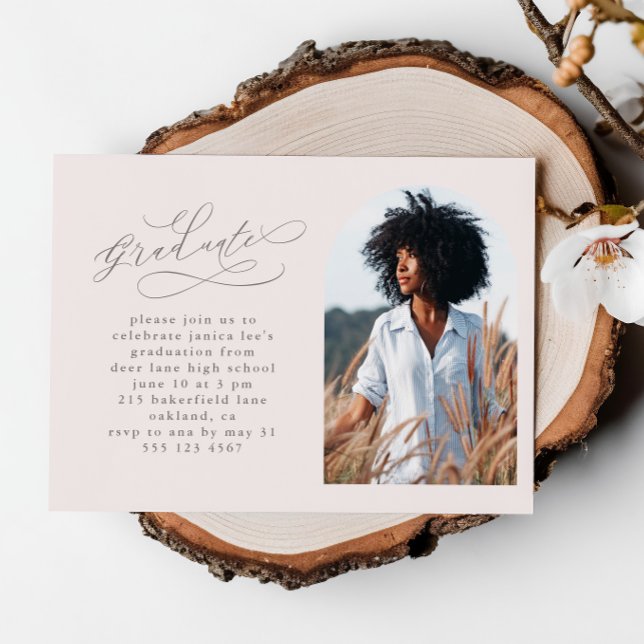 Elegante Script Foto Arch Graduation Party Magnetkarte (Von Creator hochgeladen)