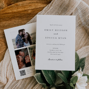 Elegante Script Foto Collage Wedding Einladung