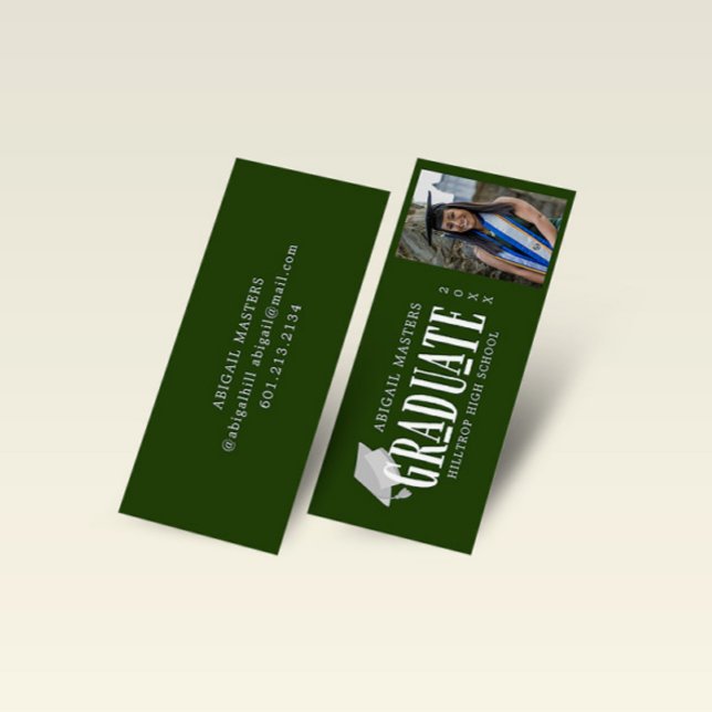 Elegante Script Foto Graduate Name Card Mini Visitenkarte (Von Creator hochgeladen)