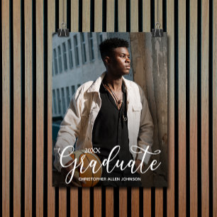Elegante Script Foto Graduation Party Poster