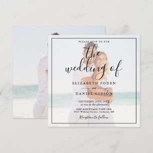 Elegante Script Foto Hochzeit Quadrat Einladung