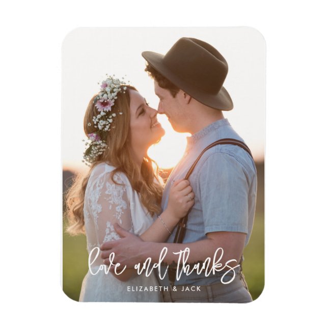 Elegante Script-Foto-Liebe und Danksagung Magnet (Vertikal)