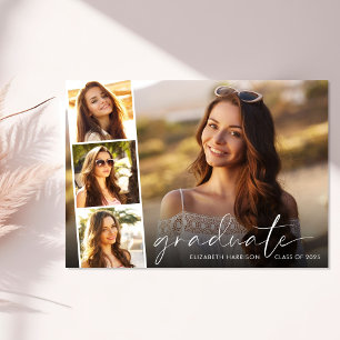 Elegante Script-Foto Strip Graduation Party Einladung