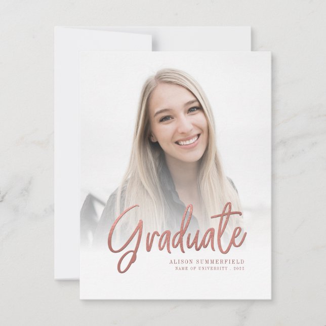 Elegante Script-Fotos Abschluss 2025 Ankündigung (Vorderseite)