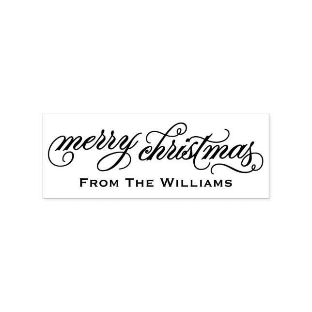 Elegante Script Frohe Weihnachten Personalisiert Gummistempel (Prägung)