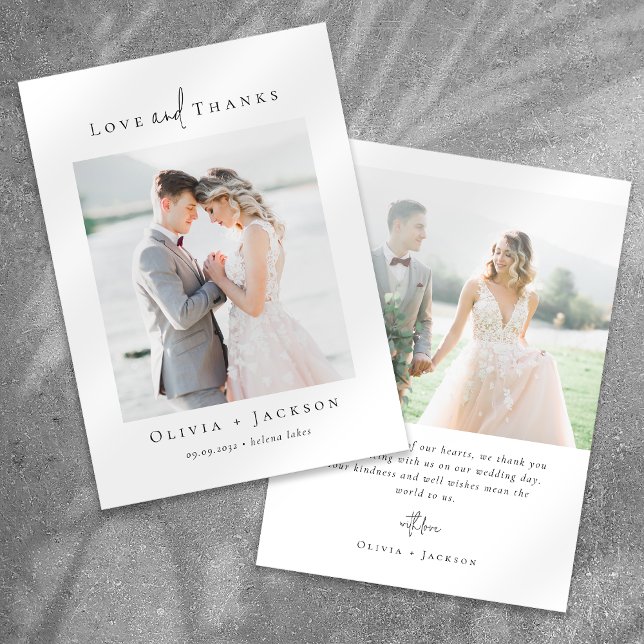 Elegante Script Full Foto Wedding Dankeskarte (Von Creator hochgeladen)