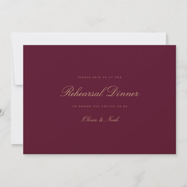 Elegante Script Gold Burgundy Probe Dinner Card Dankeskarte (Vorderseite)
