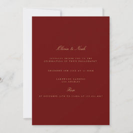 Elegante Script Gold Deep Red Verlobung Einladung
