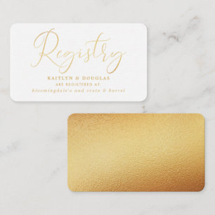 Elegante Script Gold Foil Gift Registry Begleitkarte