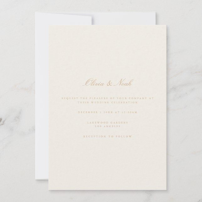Elegante Script Gold Ivory Wedding Invitation Card Einladung (Vorderseite)