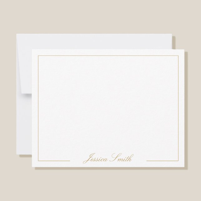 Elegante Script Gold Monogram Name Border Mitteilungskarte (Von Creator hochgeladen)